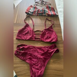 Women’s Strappy Bikini Set - Deep Wine
